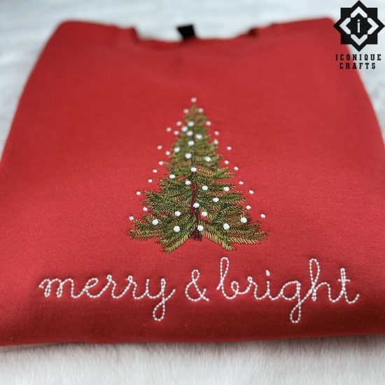 Personalized Christmas Sweatshirt - Custom Embroidered Tree Design - Holiday Sweater Gift for Women & Men