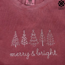 Embroidered Christmas Trees Sweatshirt – Festive Holiday Sweater for Christmas