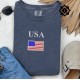 Comfort Colors US Flag Patriotic T-Shirt, Sweatshirt, Embroidered USA Flag July 4th Shirt, United States of America Shirt