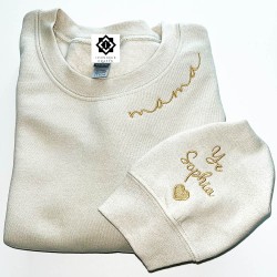 Custom Mama Embroidered Neckline Sweatshirt 