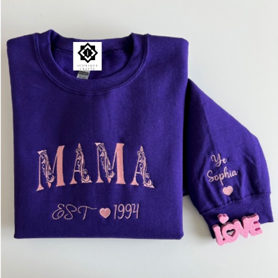 Custom Mama Embroidered Elegant Sweatshirt 